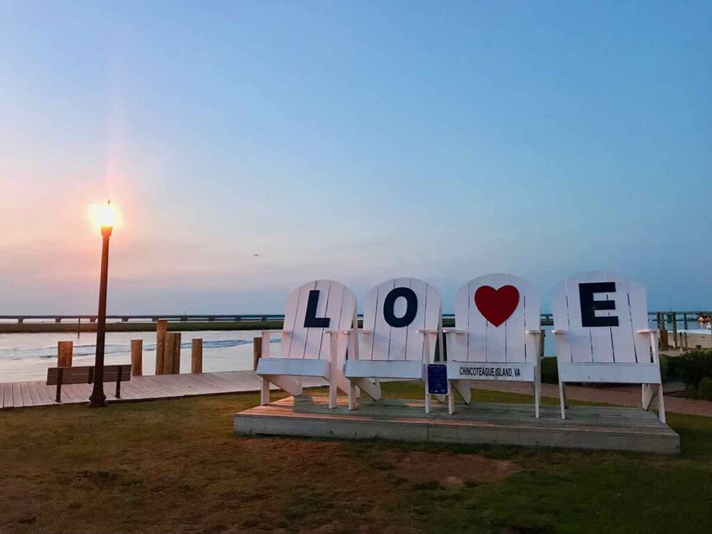 Sunset and Adirondack Chair LOVE Work on a Chincoteague Virginia Getaway