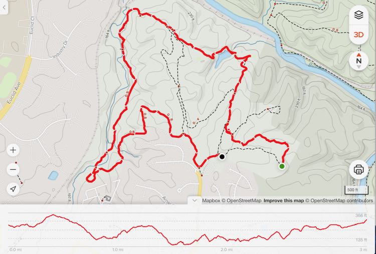 Blooms Park Yellow Trail map recorded with AllTrails