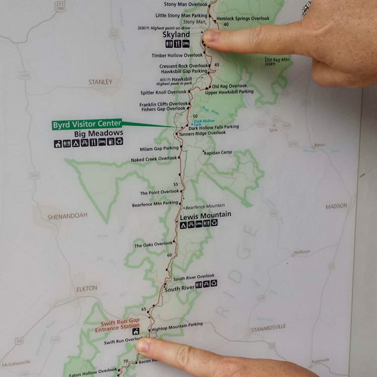 Map of AT Inn-to-Inn Hiking in Shenandoah Virginia