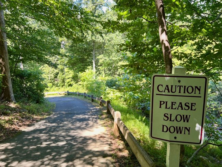 Former golf course Slow Down sign in Blooms Park