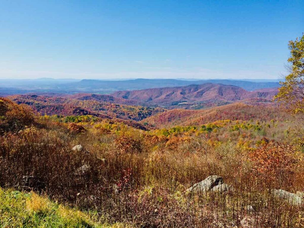 Late October Fall Foliage from The Point Overlook in Shenandoah National Park Virginia