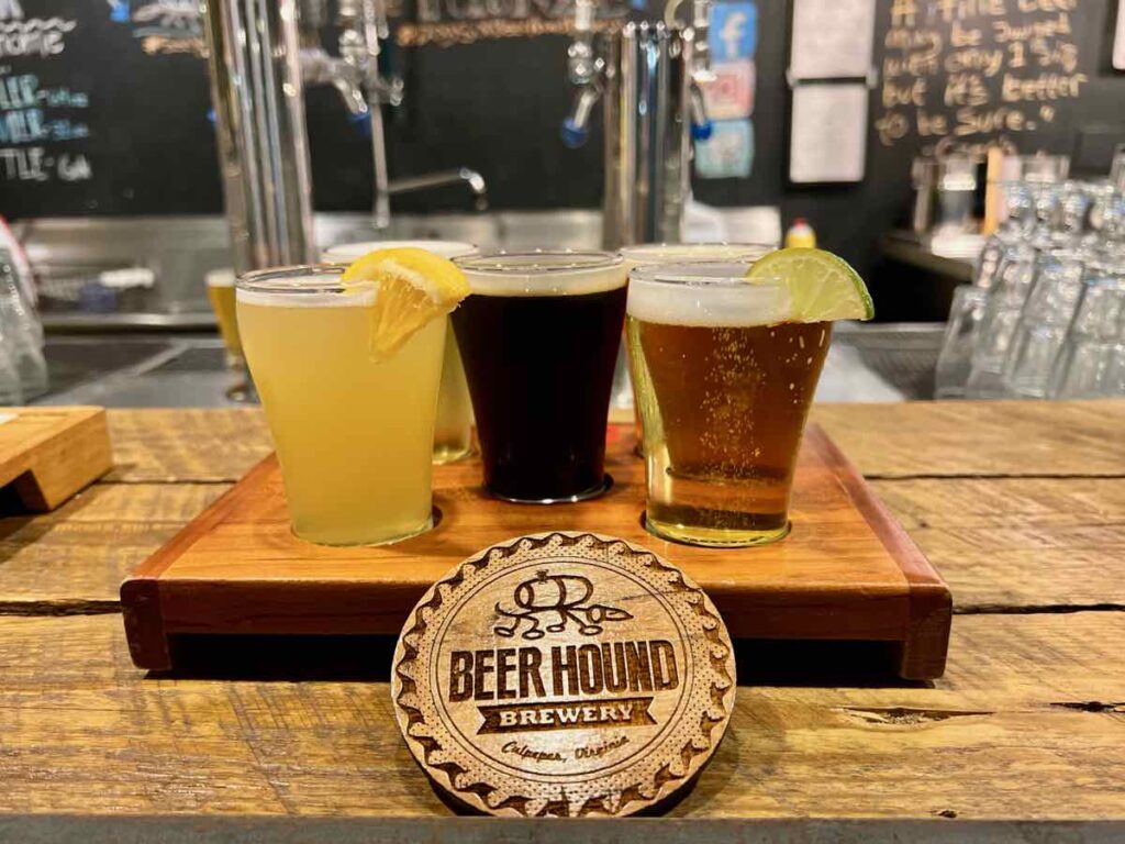 A Puppy Flight at Beer Hound Brewery in Culpeper VA