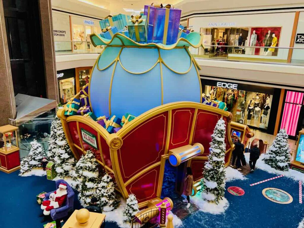 Santa's Flight Academy Giant Sleigh at Fair Oaks Mall for Santa Photos