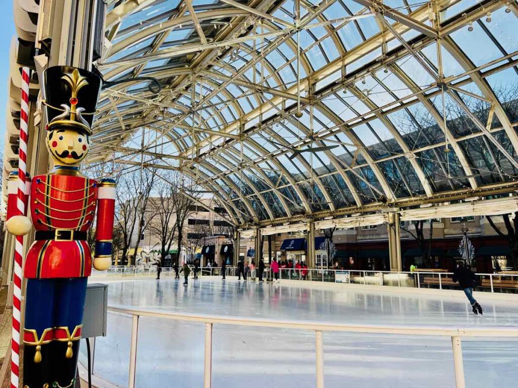 Ice Skating at Reston Town Center, one of the Fun Things to Do on Thanksgiving Weekend in Northern Virginia