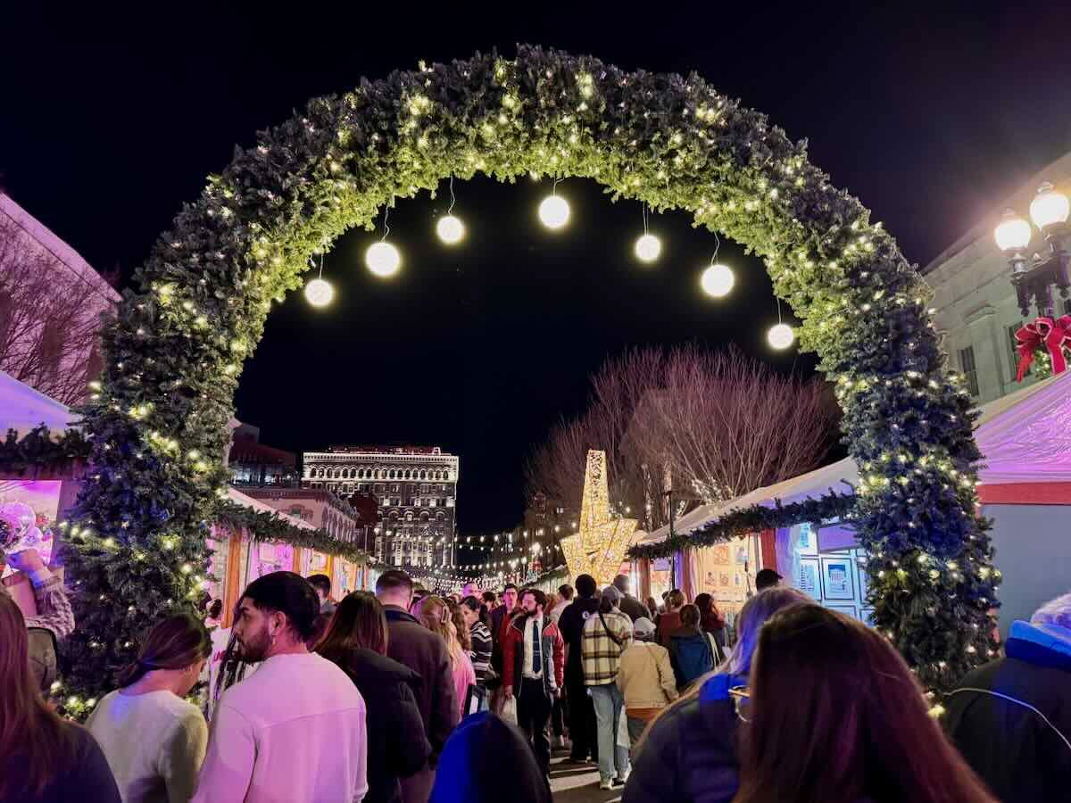 DowntownDC Holiday Market at Night