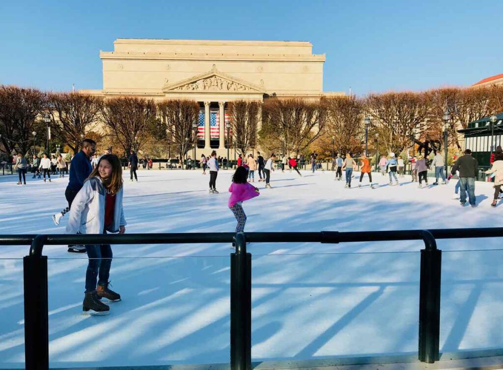 Ice Skating at the National Sculpture Garden is one of the fun things to do on a DC holiday visit