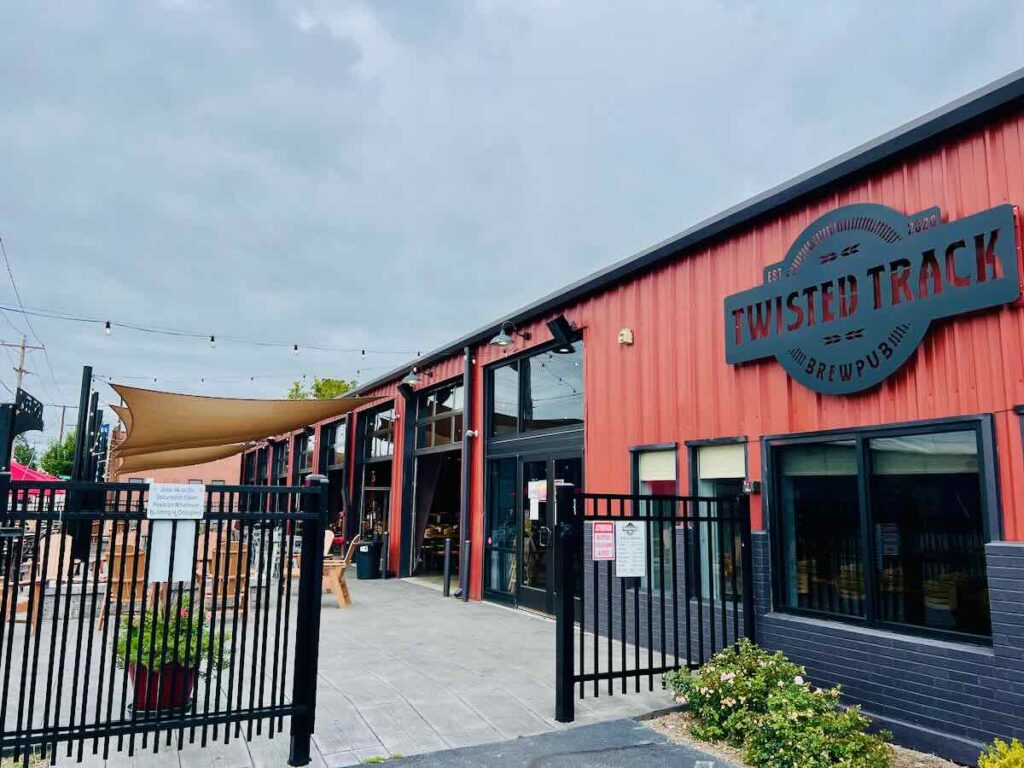 Patio at Twisted Track Brewpub, one of the downtown Roanoke Breweries