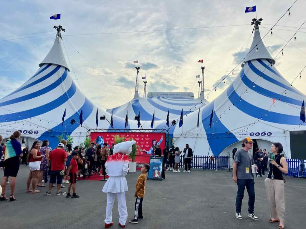 Performers interact with guests at the Cirque du Soleil Tysons Pre-show