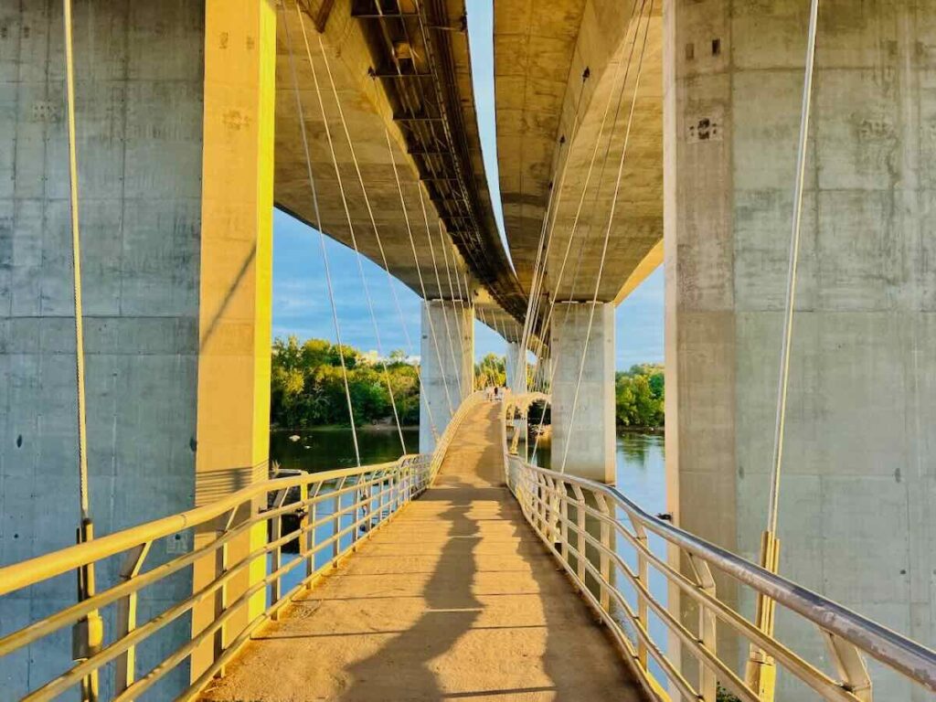 Walking on the Belle Isle Suspension Bridge is one of the cool things to do in Richmond Virginia