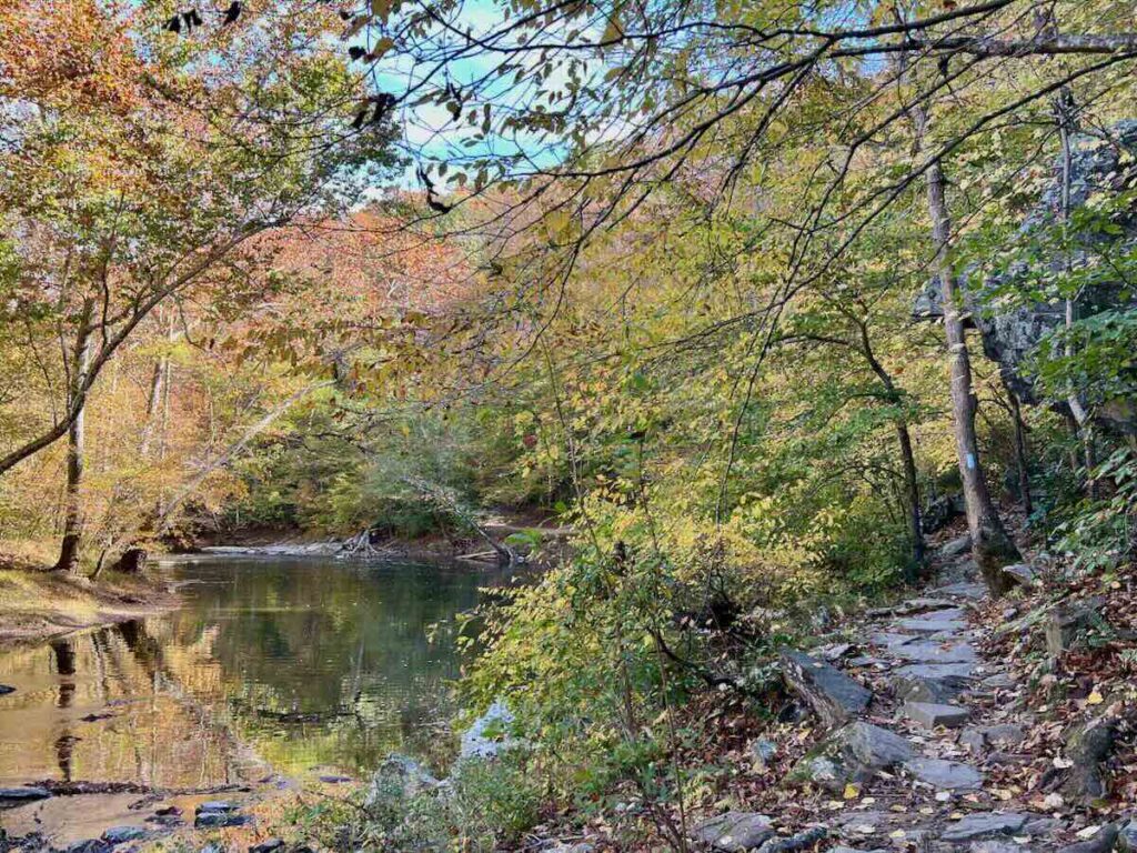 Rocky section of the Central Bull Run Occoquan Trail in Clifton VA